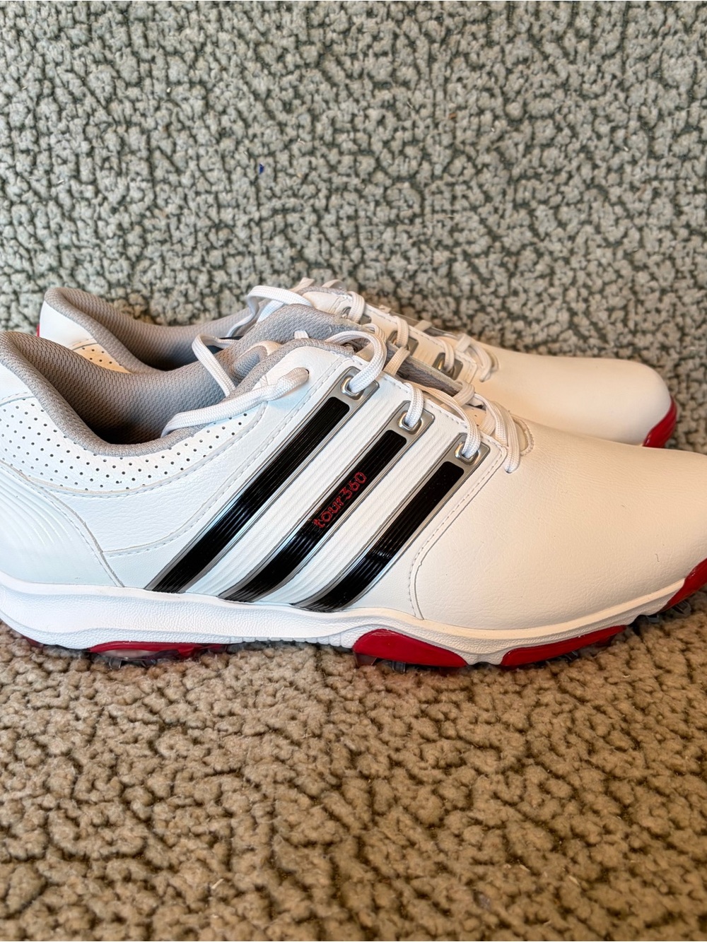 Size 11.5 Adidas Tour360 Golf Shoes White/Black/Lucid Red Men's